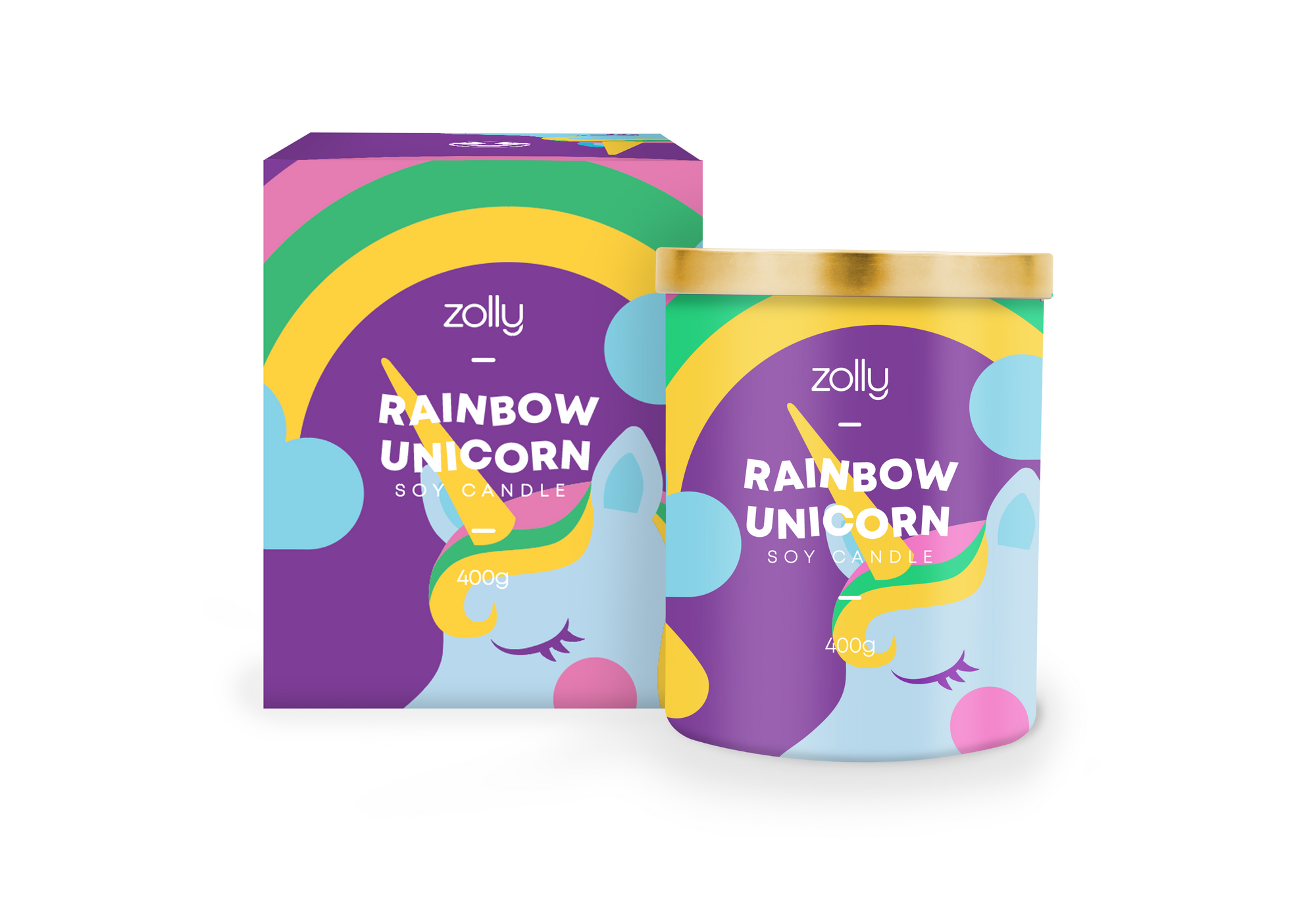 Rainbow Unicorn Candle 400g